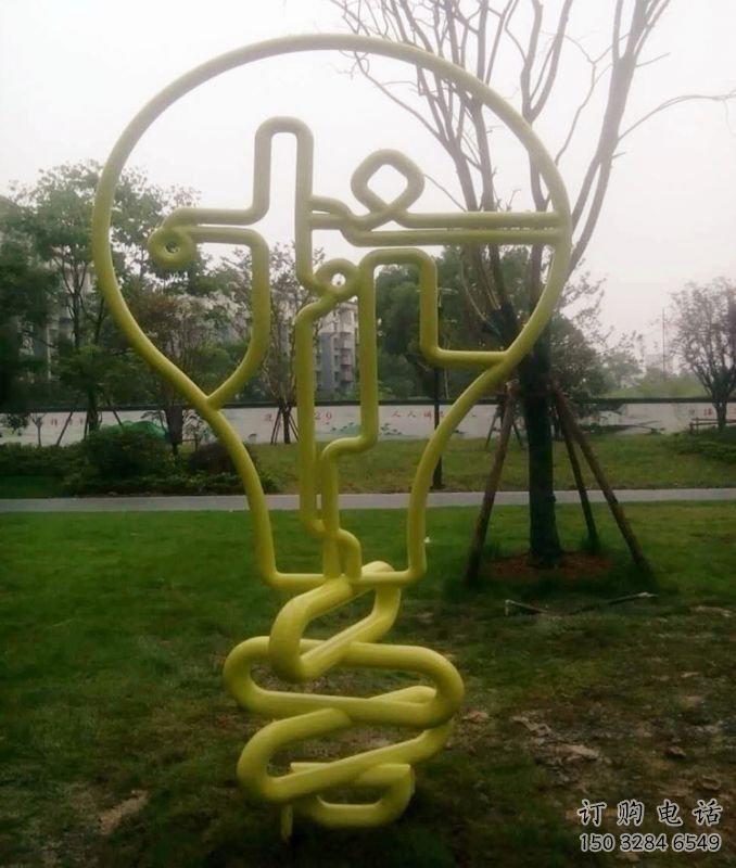 歐式電燈泡雕塑廠家 抽象希望擺件 戶外不銹鋼電燈泡雕塑