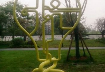 拉絲燈泡雕塑廠家 鏤空創意擺件 別墅區不銹鋼燈泡雕塑