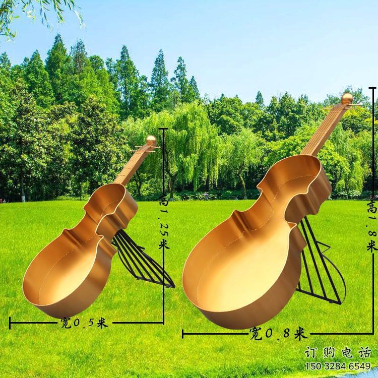 噴漆大提琴雕塑廠家 中式小品 創意不銹鋼大提琴雕塑