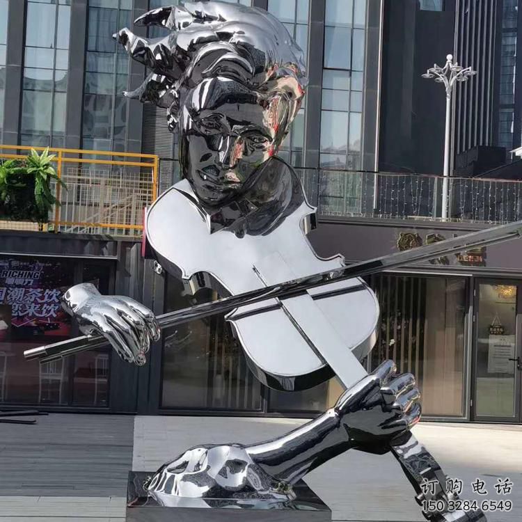 歐式大提琴雕塑廠家 抽象擺件 廣場不銹鋼大提琴雕塑