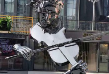步行街小提琴雕塑廠家 鏡面小品 戶(hù)外不銹鋼小提琴雕塑