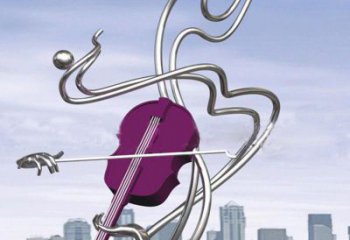 廣場吉他雕塑廠家 現代公園小品 抽象不銹鋼吉他雕塑