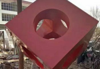 鏤空正方體雕塑廠家 園林小品 烤漆不銹鋼正方體雕塑廠家