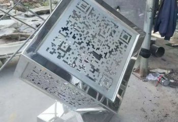 現(xiàn)代正方形雕塑廠家 大型別墅區(qū)擺件 鏤空不銹鋼正方形雕塑廠