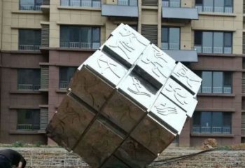 鏡面立方體雕塑廠家 大型擺件 房地產不銹鋼立方體雕塑廠