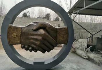 酒店握手雕塑廠家 現(xiàn)代小品 大型不銹鋼握手雕塑廠