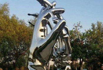 鏡面手勢雕塑廠家 大型擺件 戶外不銹鋼手勢雕塑廠