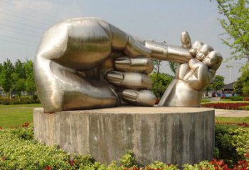 抽象手勢雕塑廠家 公園小品 戶外不銹鋼手勢雕塑廠