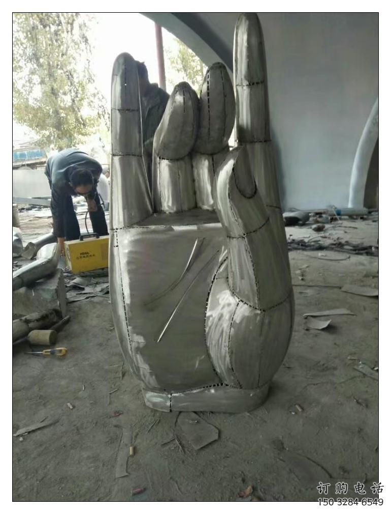 創意佛手雕塑廠家 現代小品 公園不銹鋼佛手雕塑廠