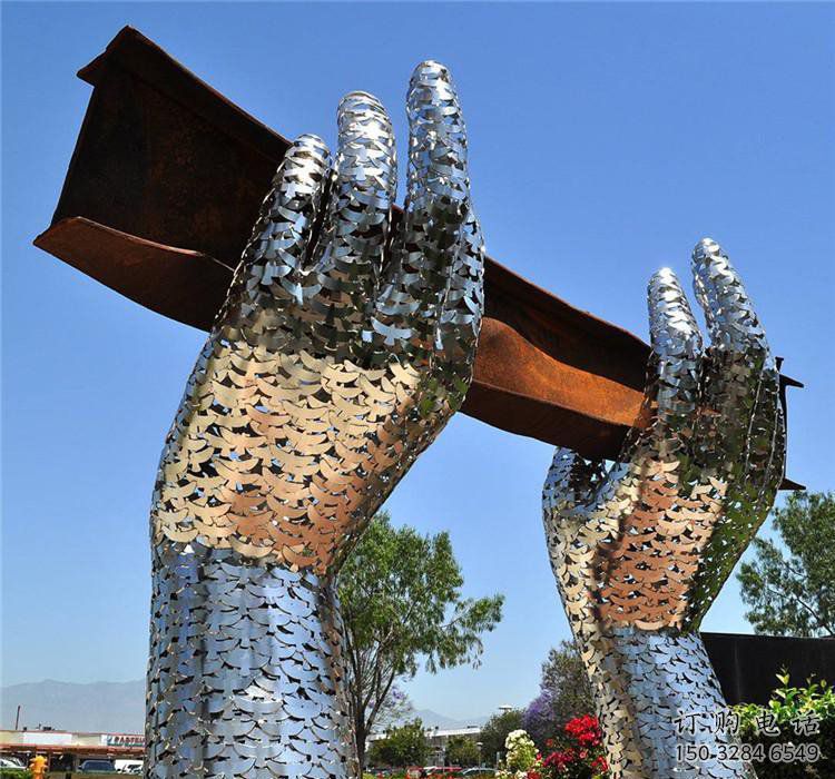 步行街手掌雕塑廠家 創意小品 大型不銹鋼手掌雕塑廠