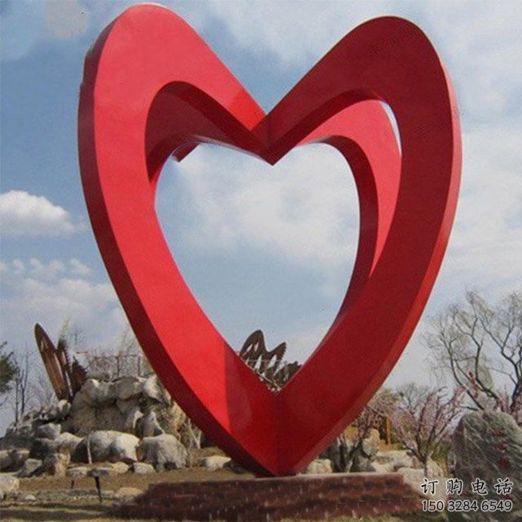歐式愛心雕塑廠家 抽象擺件 大型不銹鋼愛心雕塑廠