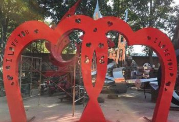 幾何心心相印雕塑廠家 廣場公園創意小品 