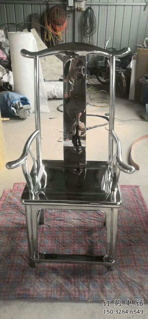 鏡面椅子雕塑廠家 大型擺件 現代不銹鋼椅子雕塑廠