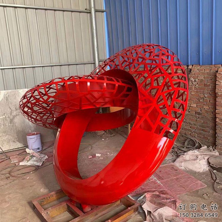 廣場(chǎng)圓盤雕塑廠家 烤漆小品 現(xiàn)代不銹鋼圓盤雕塑制作