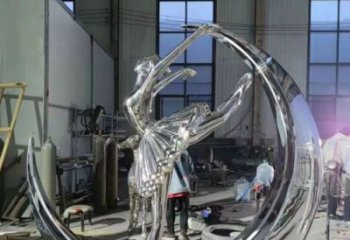 鏡面圓盤雕塑廠家 大型擺件 創意不銹鋼圓盤雕塑廠