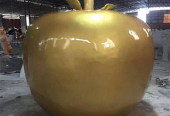 創意金蘋果雕塑廠家 公園小品 戶外不銹鋼金蘋果雕塑廠