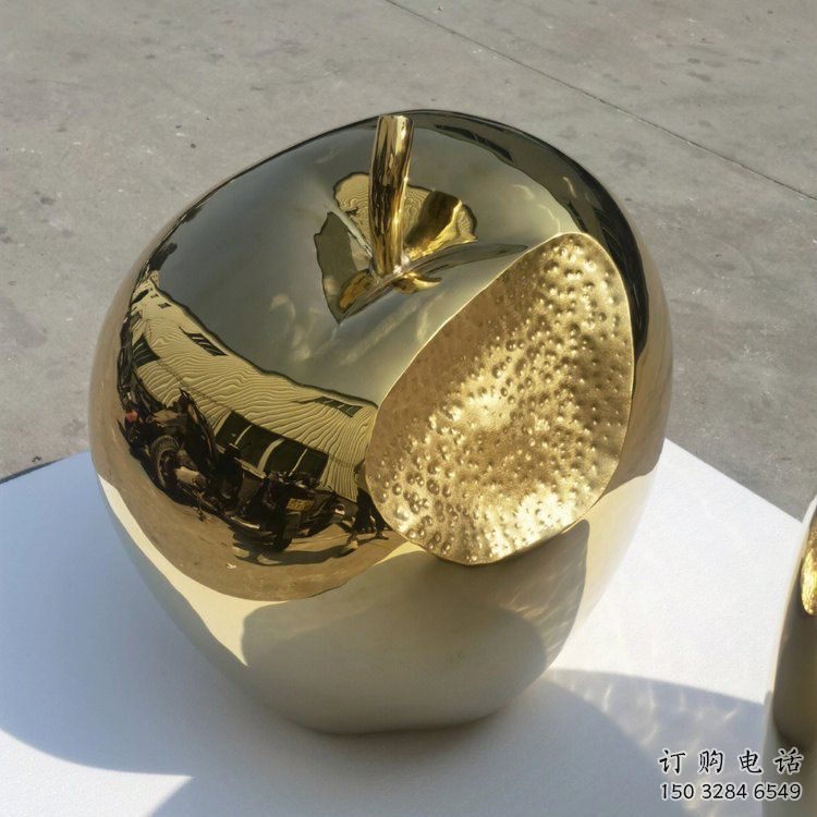 中式金蘋果雕塑廠家 現(xiàn)代小品 酒店不銹鋼金蘋果雕塑廠