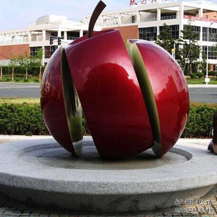抽象金蘋果雕塑廠家 街頭小品 戶外不銹鋼金蘋果雕塑廠