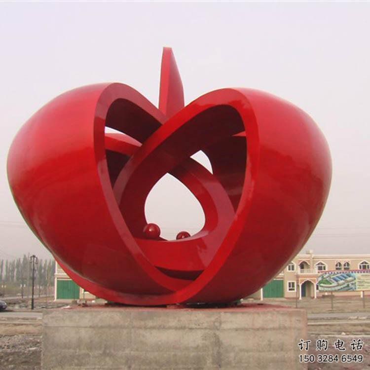 異形金蘋果雕塑廠家 現(xiàn)代小品 烤漆不銹鋼金蘋果雕塑廠