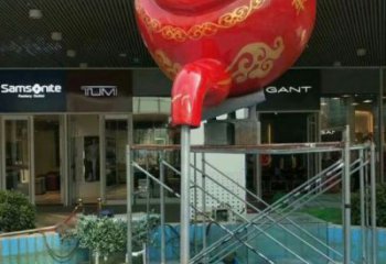 歐式水壺雕塑廠家 抽象擺件 烤漆不銹鋼水壺雕塑廠