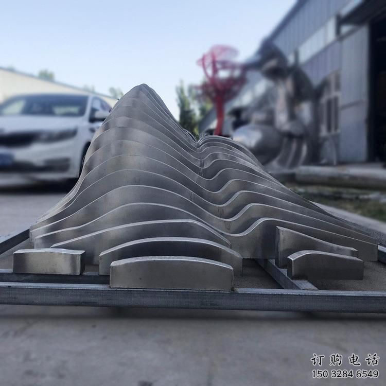 鏡面群山雕塑廠家 大型擺件 戶外不銹鋼群山雕塑廠