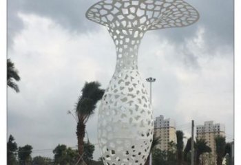 大型花瓶雕塑廠家 廣場小品 烤漆不銹鋼花瓶雕塑廠