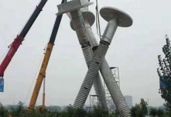 抽象螺絲雕塑廠家 廣場(chǎng)小品 烤漆不銹鋼螺絲雕塑廠