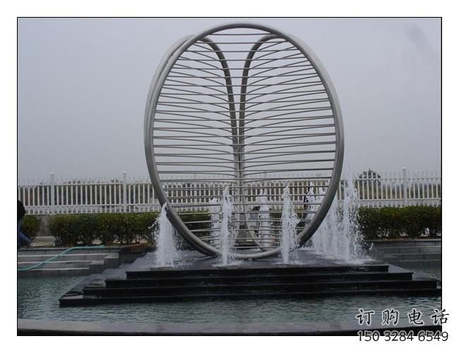 戶外水簾雕塑廠家 噴水小品 燈光不銹鋼水簾雕塑廠