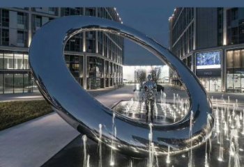 現代水簾雕塑廠家 大型別墅區擺件 水景不銹鋼水簾雕塑廠