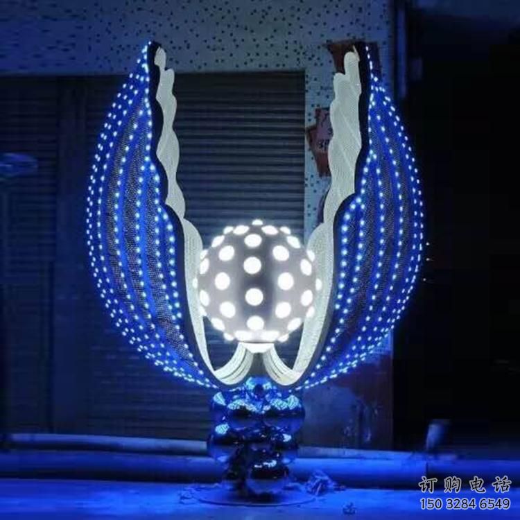 燈光貝殼雕塑廠家 現(xiàn)代小品 商業(yè)街不銹鋼貝殼雕塑廠