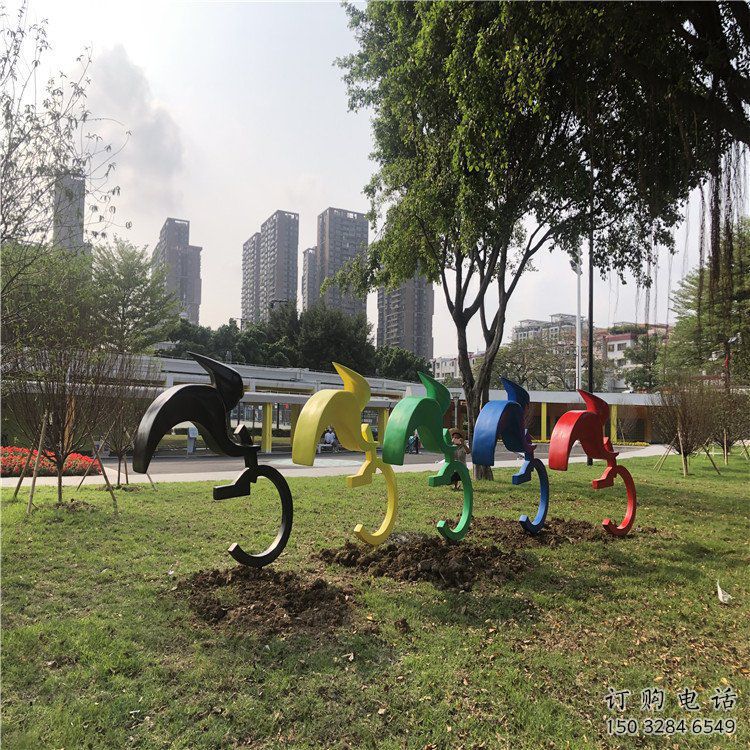 步行街自行車雕塑廠家 剪紙小品 抽象不銹鋼自行車雕塑廠