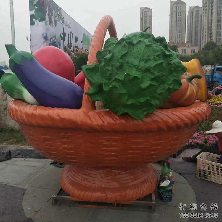 大型菜籃子雕塑廠家 彩繪小品 戶外不銹鋼菜籃子雕塑廠