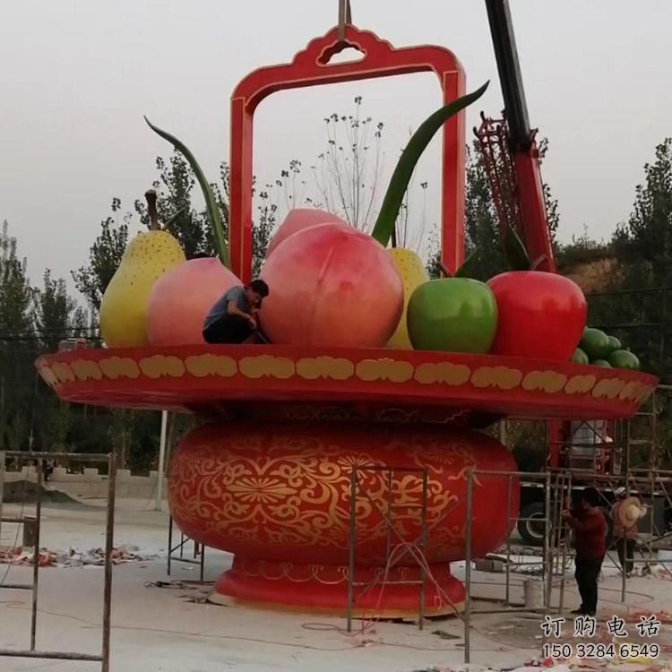 噴漆菜籃子雕塑廠家 中式小品 大型不銹鋼菜籃子雕塑價格