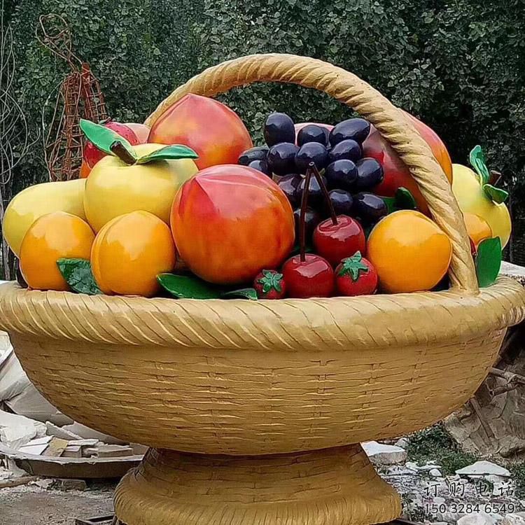 幾何菜籃子雕塑廠家 幼兒園小品 彩繪不銹鋼菜籃子雕塑價格