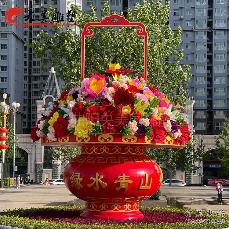 拉絲花籃雕塑廠家 創意擺件 別墅區不銹鋼花籃雕塑加工