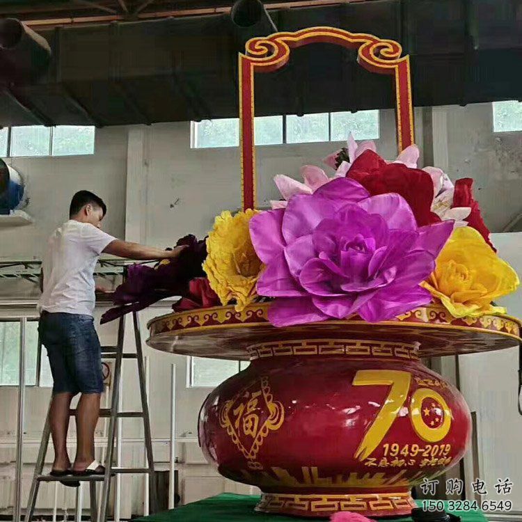 中式花籃雕塑廠家 現代小品 大型不銹鋼花籃雕塑制作