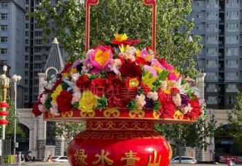 拉絲花籃雕塑廠家 創(chuàng)意擺件 別墅區(qū)不銹鋼花籃雕塑加工