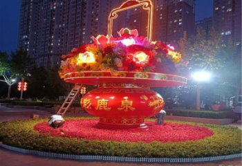 抽象花籃雕塑廠家 戶外小品 街頭不銹鋼花籃雕塑生產(chǎn)