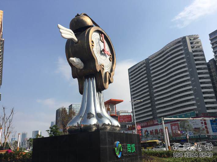 創意鐘表雕塑廠家 戶外小品 公園不銹鋼鐘表雕塑廠