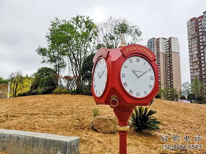 街道鐘表雕塑廠家 現代擺件 烤漆不銹鋼鐘表雕塑廠