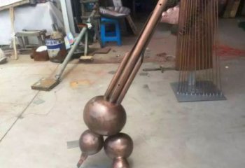 現代二胡雕塑廠家 大型別墅區擺件 抽象不銹鋼二胡雕塑生產