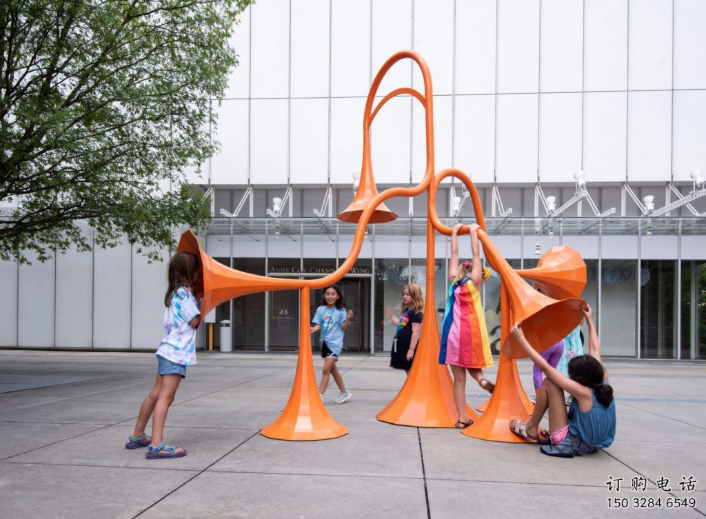 公園喇叭雕塑廠家 戶外擺件 創意不銹鋼喇叭雕塑生產