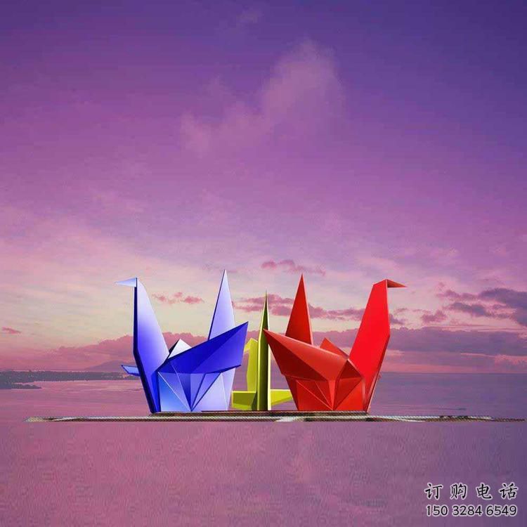 大型商場千紙鶴雕塑廠家 仿真擺件 烤漆不銹鋼千紙鶴雕塑生產