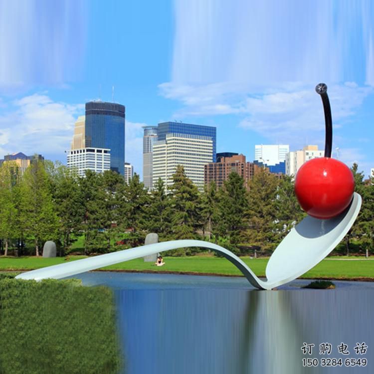 烤漆湯匙雕塑廠家 公園創(chuàng)意小品 戶外不銹鋼湯匙雕塑廠