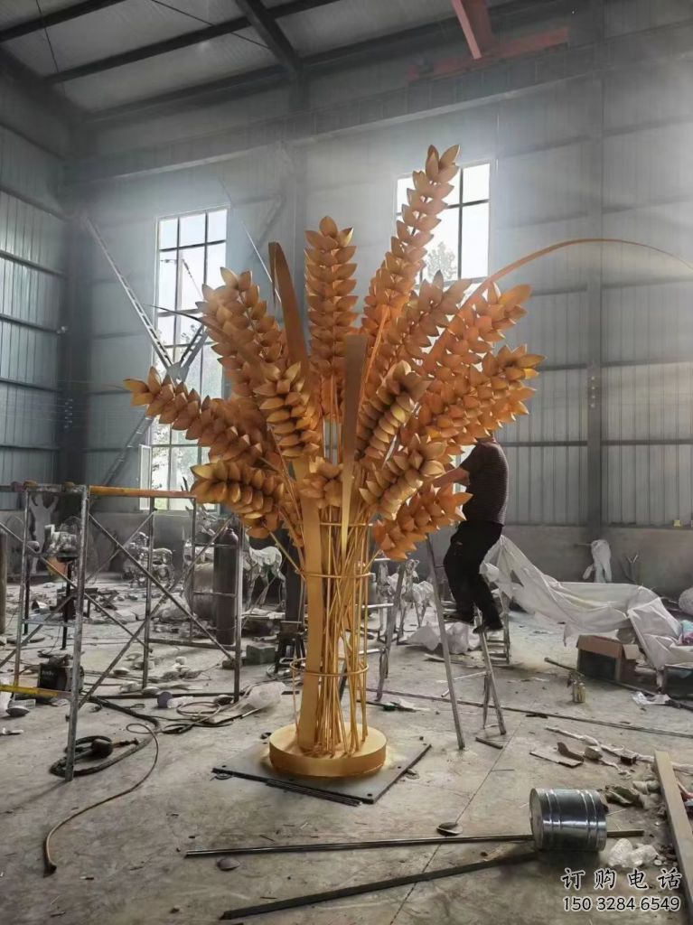 烤漆麥穗雕塑廠家 廣場小品 戶外不銹鋼麥穗雕塑廠