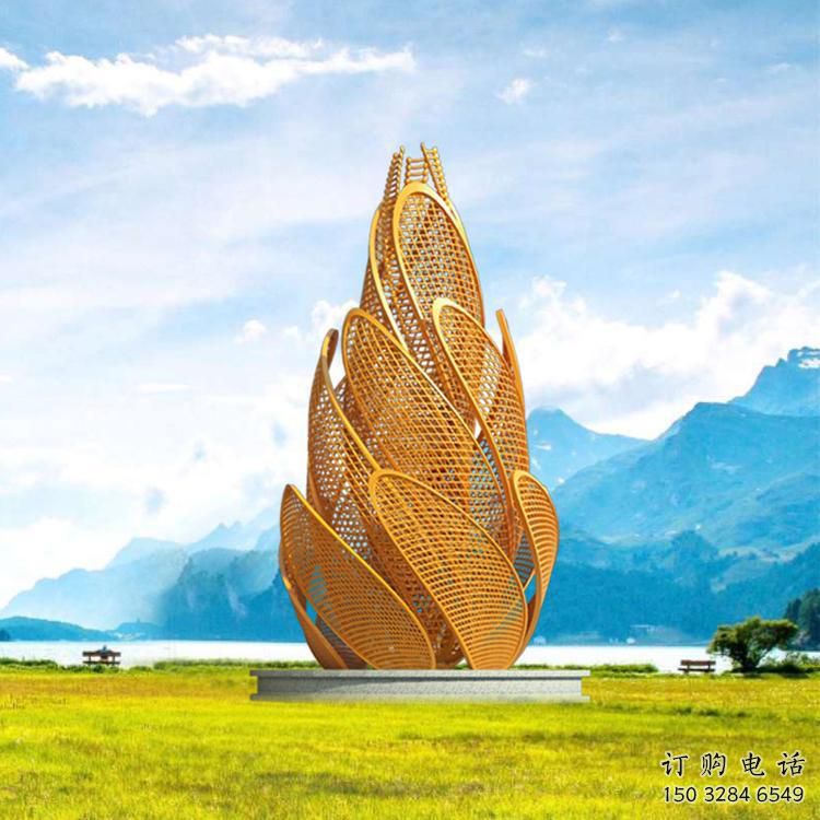 園林青稞雕塑廠家 公園鏤空小品 中式不銹鋼青稞雕塑廠