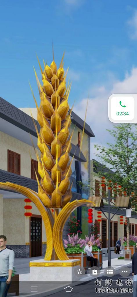 步行街青稞雕塑廠家 烤漆街頭小品 大型不銹鋼青稞雕塑制作廠