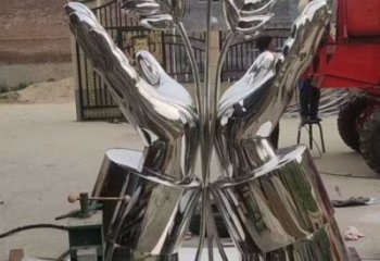 鏡面青稞雕塑廠家 烤漆大型擺件 仿真不銹鋼青稞雕塑廠