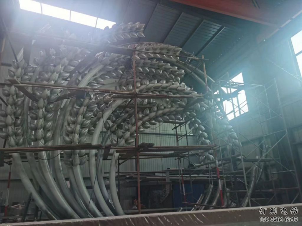 廣場(chǎng)水稻雕塑廠家 公園小品 現(xiàn)代不銹鋼水稻雕塑廠