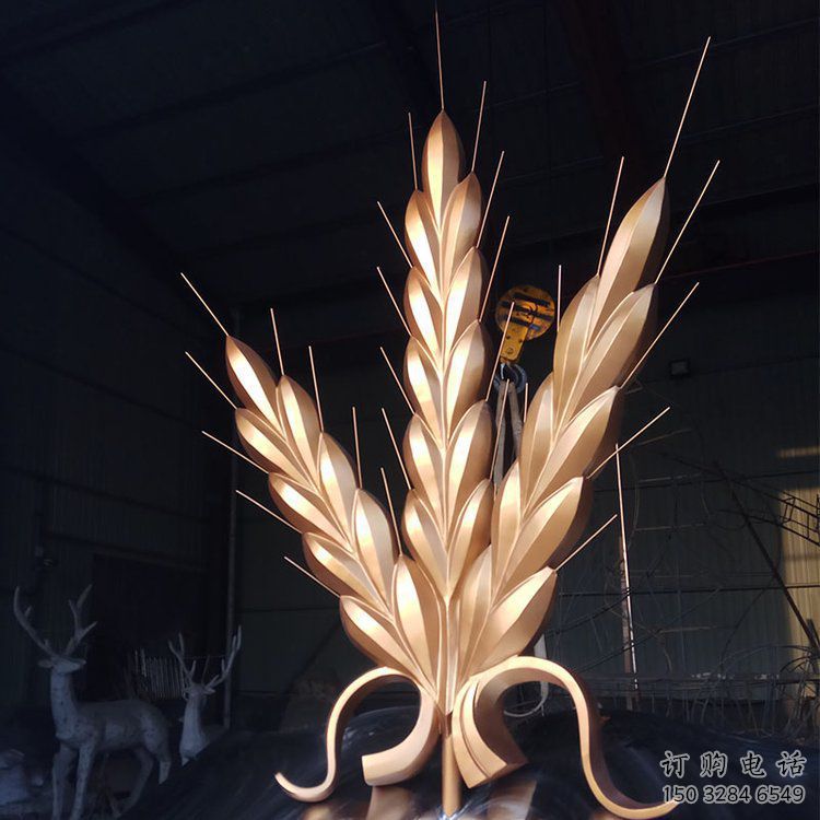 抽象水稻雕塑廠家 仿古公園小品 戶外不銹鋼水稻雕塑廠